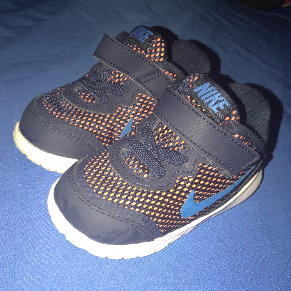 NIKE blue and orange toddler shoes